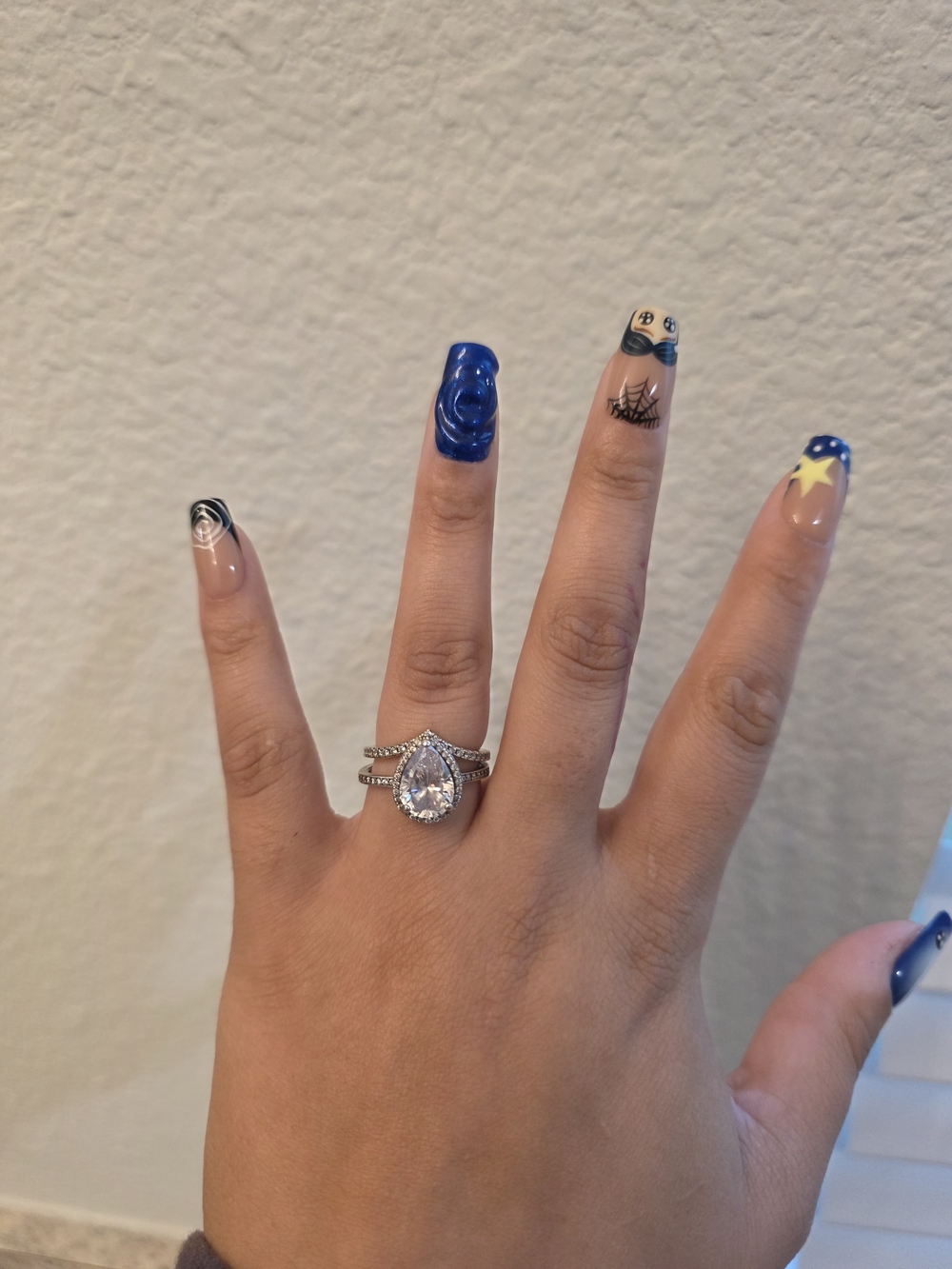 Pandora Silver Pear Halo Ring with Clear Stone Set